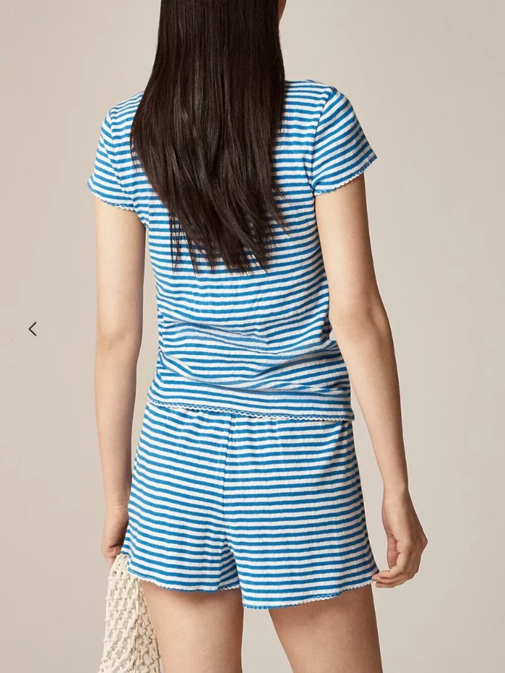 J.Crew Pointelle Short in Stripe Blue for Women